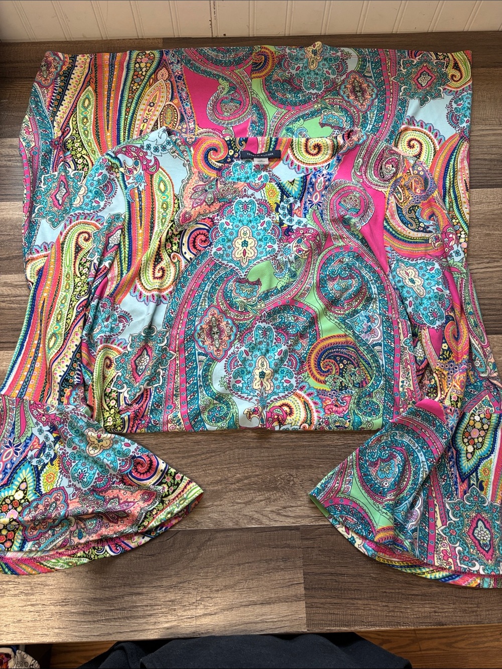 Tommy Hilfiger paisley print jersey dress with bell sleeves